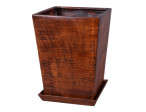 Květník KUPKA SQUARE WOOD+podmiska keramický mat 26x26x33cm