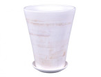 Květník MILENIUM WHITE+podmiska keramický mat d27x35cm